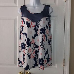 SJS  floral sleeveless top blouse  Sz XL
